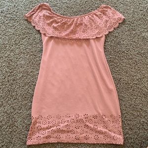 Derek Heart baby pink off the shoulder mini dress